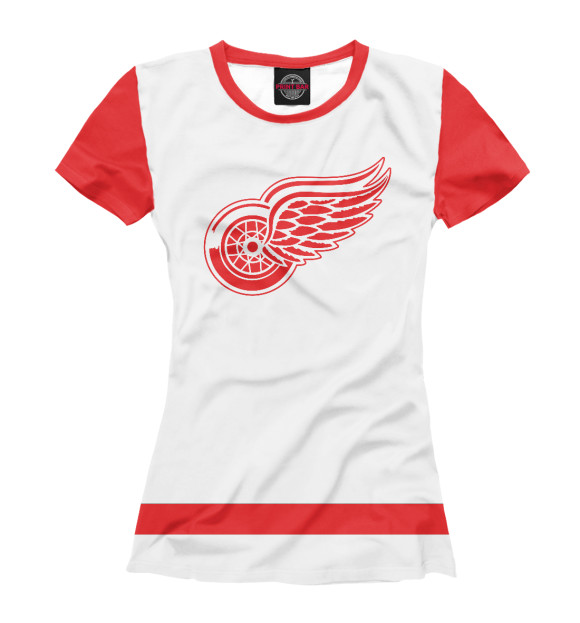 Женская футболка с изображением Детройт Ред Уингз (форма) цвета Белый