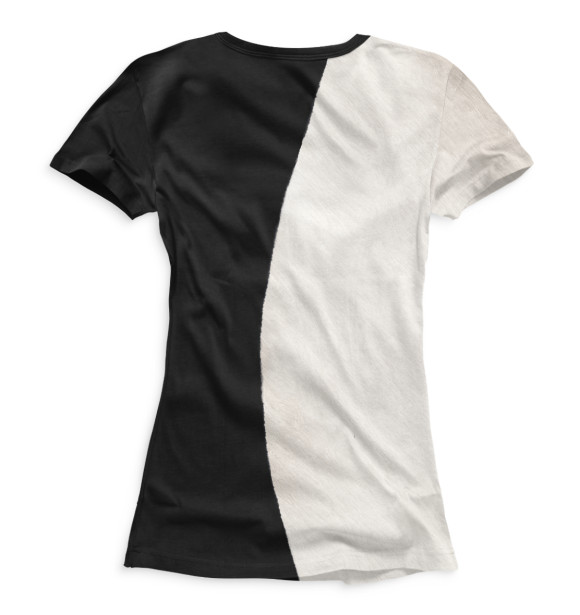 Женская футболка с изображением Чёрный и белый кот цвета Белый