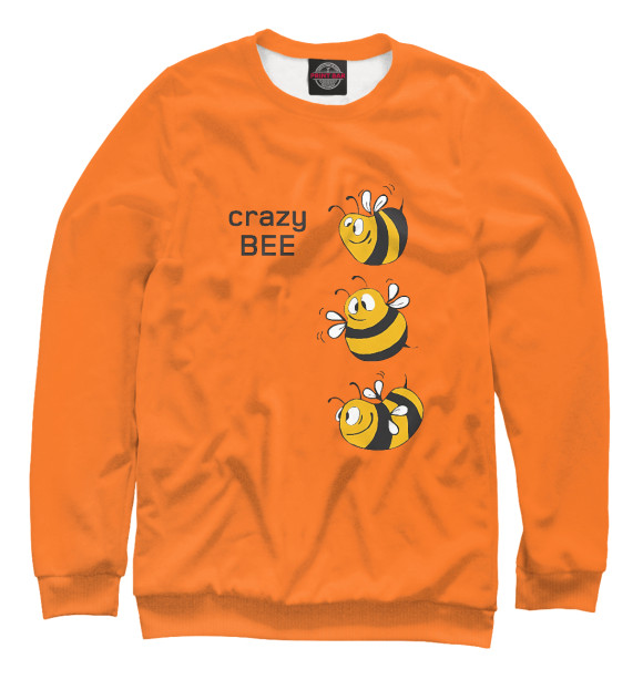 Мужской свитшот с изображением Сумасшедшая пчела цвета Белый