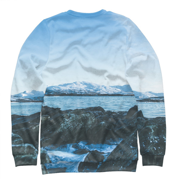 Мужской свитшот с изображением Море и горы цвета Белый