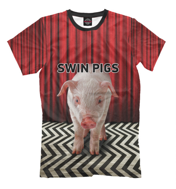 Мужская футболка с изображением Swin Pigs цвета Молочно-белый