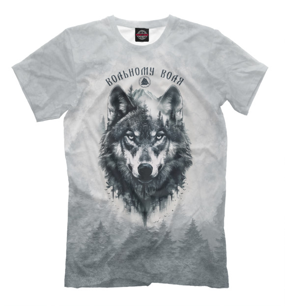Мужская футболка с изображением Волк - дух леса цвета Белый