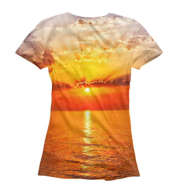 Женская футболка с изображением Потрясающий закат на море цвета Белый