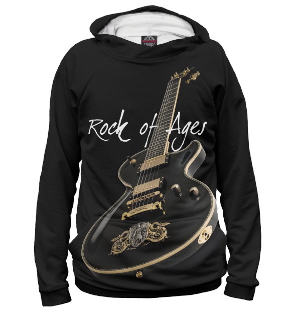 Женское худи с изображением Рок гитара цвета Белый