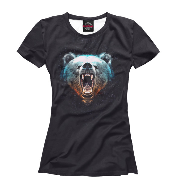 Женская футболка с изображением Медведь Звезды цвета Белый