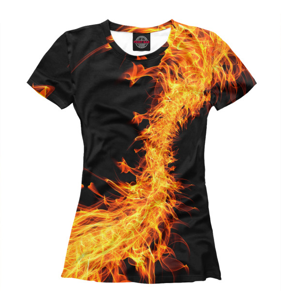 Женская футболка с изображением Жёлтый огонь цвета Белый