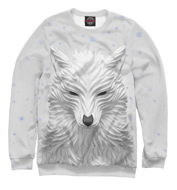 Мужской свитшот с изображением 3D Волк цвета Белый