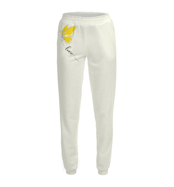 Женские спортивные штаны с изображением Бабочка с любовью цвета Белый
