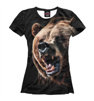 Женская футболка Бурый медведь рычит