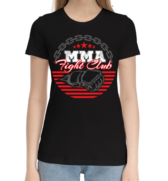 Женская хлопковая футболка с изображением MMA цвета Черный