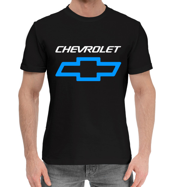Мужская хлопковая футболка с изображением Chevrolet цвета Черный