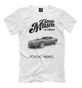 Мужская футболка Маслкар Pontiac Firebird на белом фоне