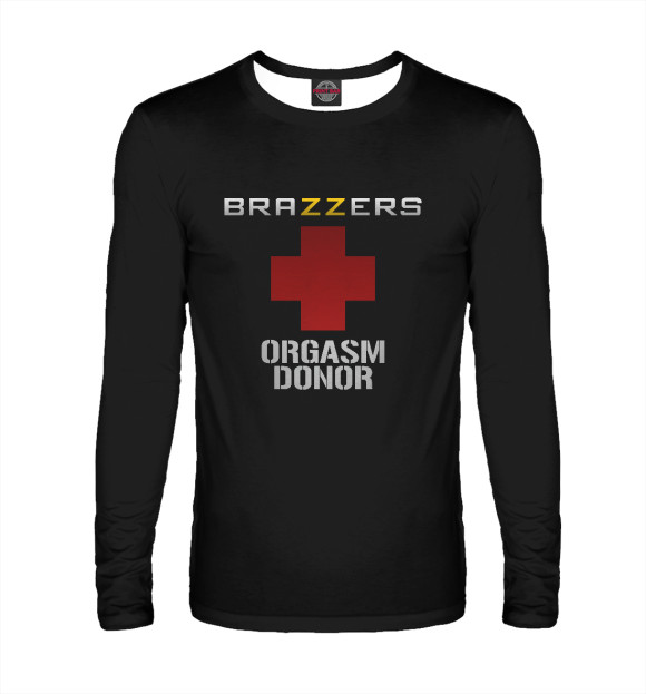 Мужской лонгслив с изображением Brazzers orgasm donor цвета Белый