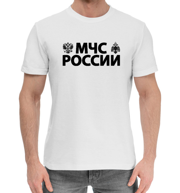 Мужская хлопковая футболка с изображением МЧС РОССИИ цвета Белый