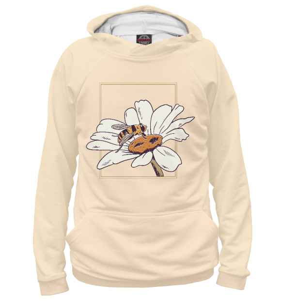 Худи для девочки с изображением Bee flower цвета Белый