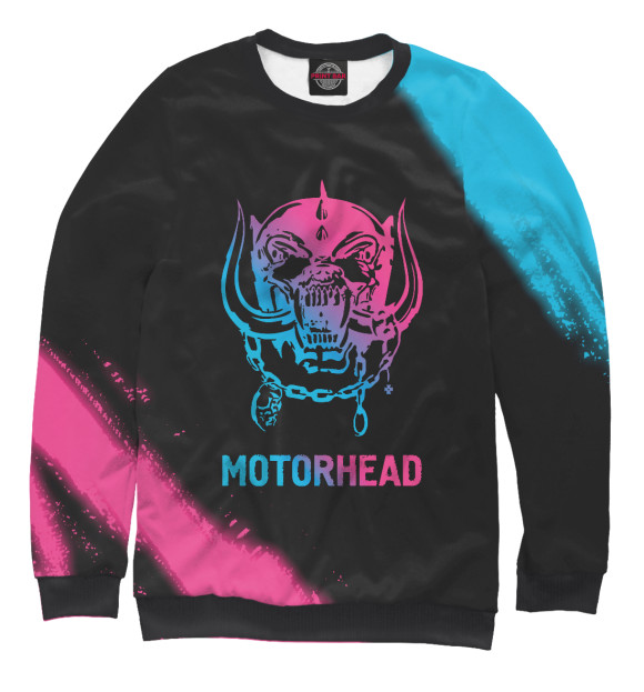 Мужской свитшот с изображением Motorhead Neon Gradient (colors) цвета Белый