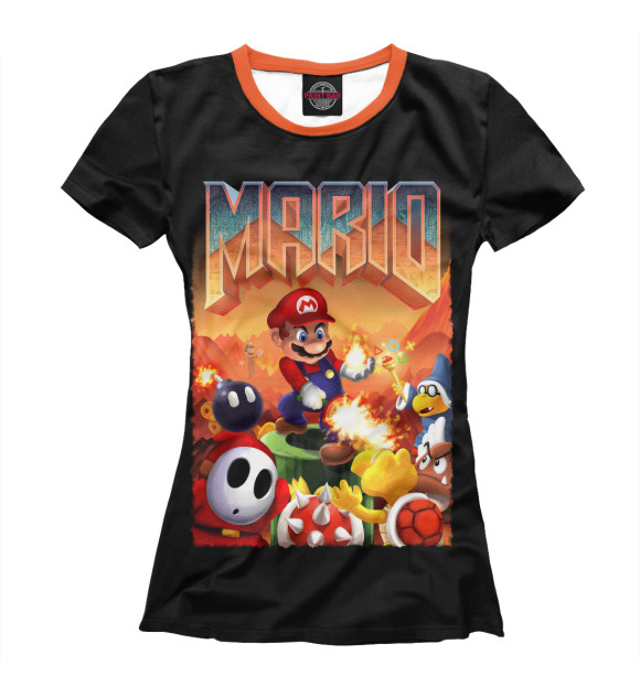 Женская футболка с изображением Mario Doom цвета Белый