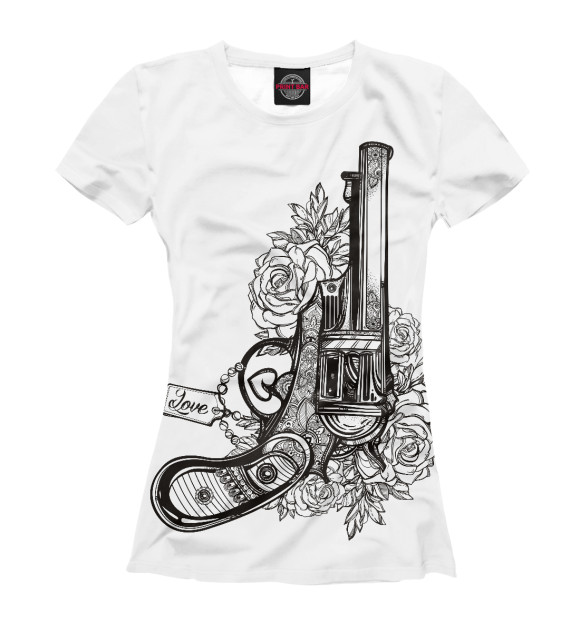 Женская футболка с изображением Пистолет цвета Белый