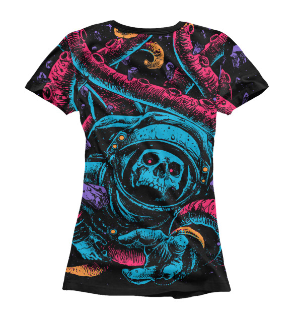Женская футболка с изображением Космический осьминог цвета Белый
