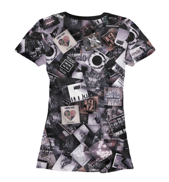 Женская футболка с изображением Дискография цвета Белый