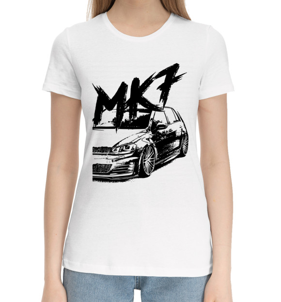 Женская хлопковая футболка с изображением Volkswagen цвета Белый