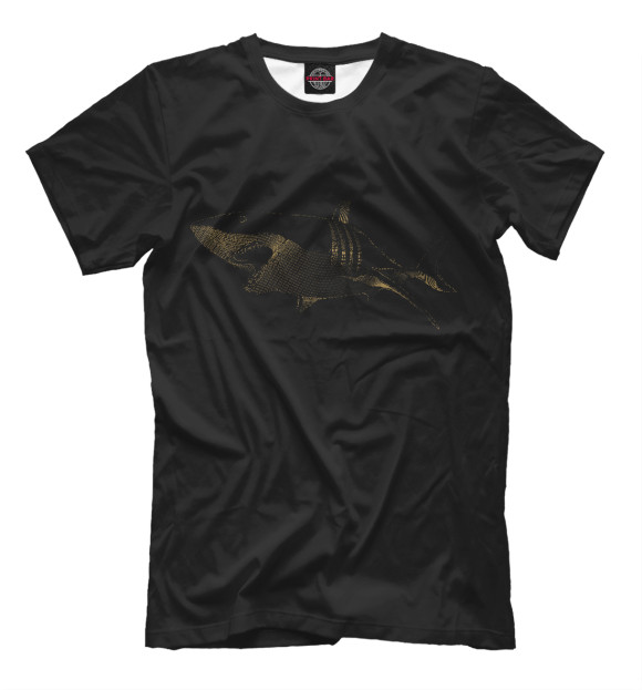 Мужская футболка с изображением Golden shark цвета Белый