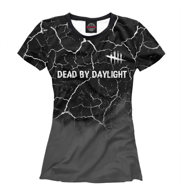 Женская футболка с изображением Dead by Daylight Glitch Black (трещины) цвета Белый