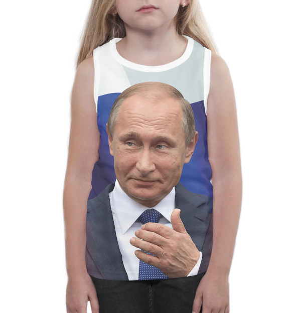 Майка для девочки с изображением Путин цвета Белый