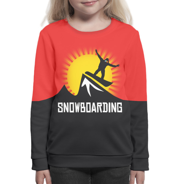 Свитшот для девочек с изображением Сноубординг цвета Белый