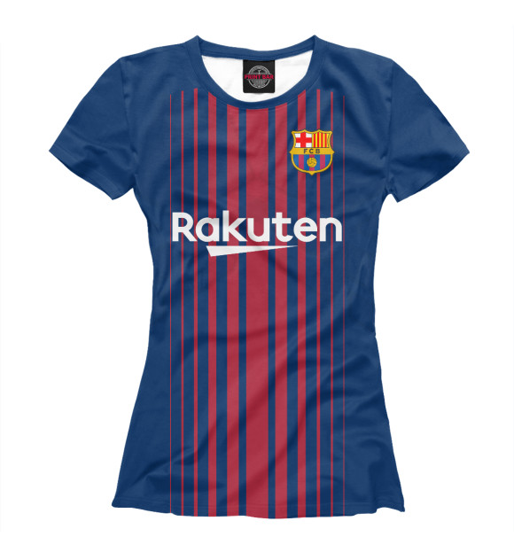 Женская футболка с изображением Барселона Форма Домашняя 17/18 цвета Белый