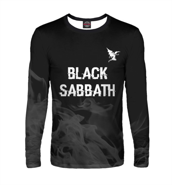 Мужской лонгслив с изображением Black Sabbath Glitch Black цвета Белый