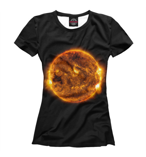 Женская футболка с изображением Солнце цвета Белый