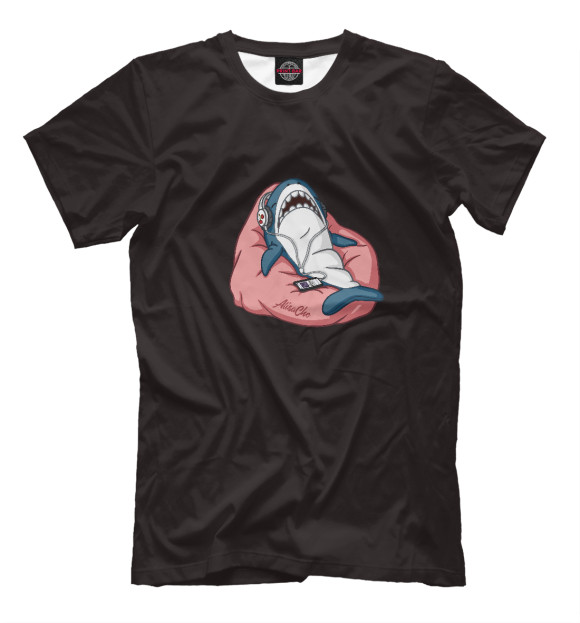 Мужская футболка с изображением Акула розовая цвета Белый