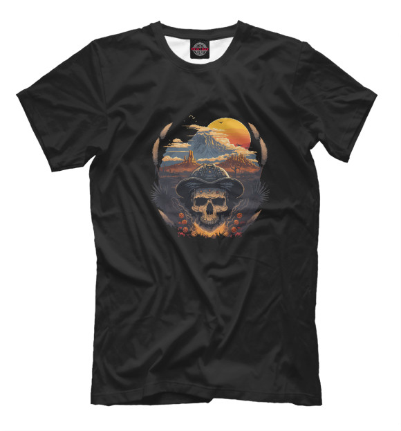 Мужская футболка с изображением SunsetSkull цвета Белый