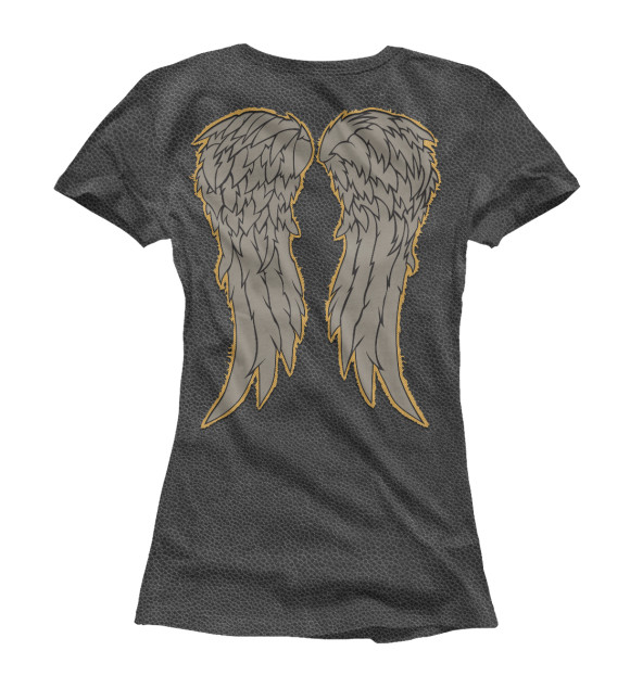 Женская футболка с изображением Ходячие мертвецы крылья на спине цвета Белый