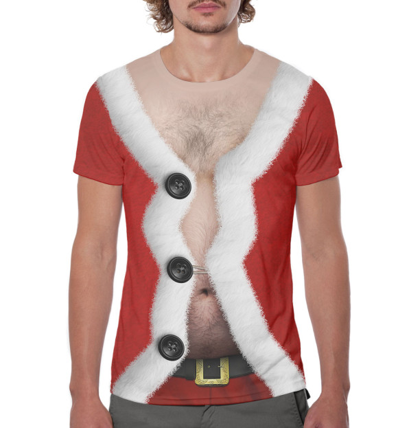 Мужская футболка с изображением Санта цвета Белый