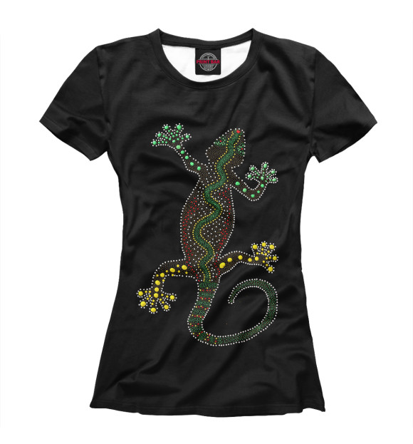 Женская футболка с изображением Блестящий геккон цвета Белый