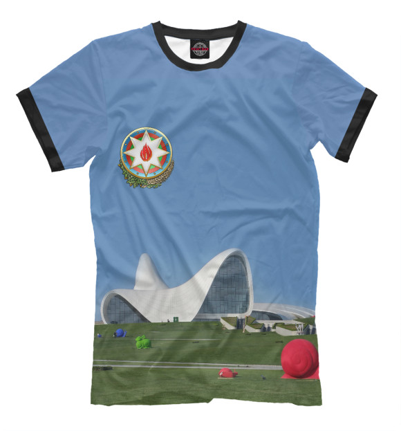 Футболка для мальчиков с изображением Azerbaycan цвета Грязно-голубой