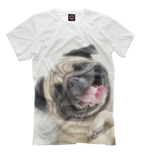 Мужская футболка с изображением Собачка цвета Молочно-белый