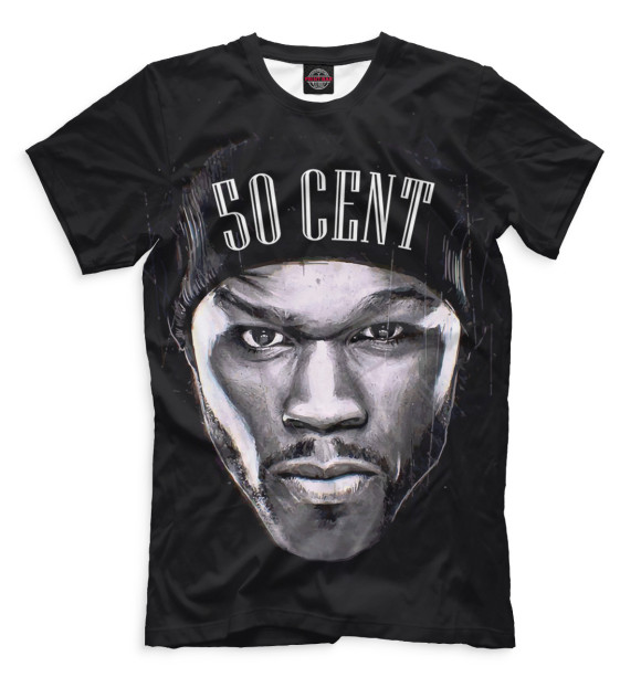 Мужская футболка с изображением 50 Cent цвета Черный