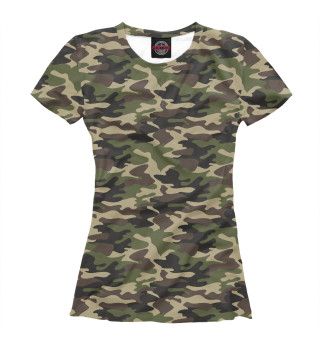 Женская футболка Камуфляж Лесной