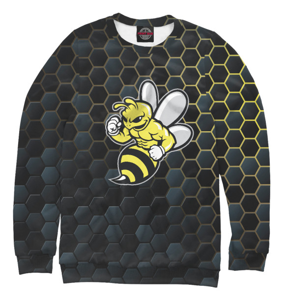 Мужской свитшот с изображением Мощная пчела цвета Белый
