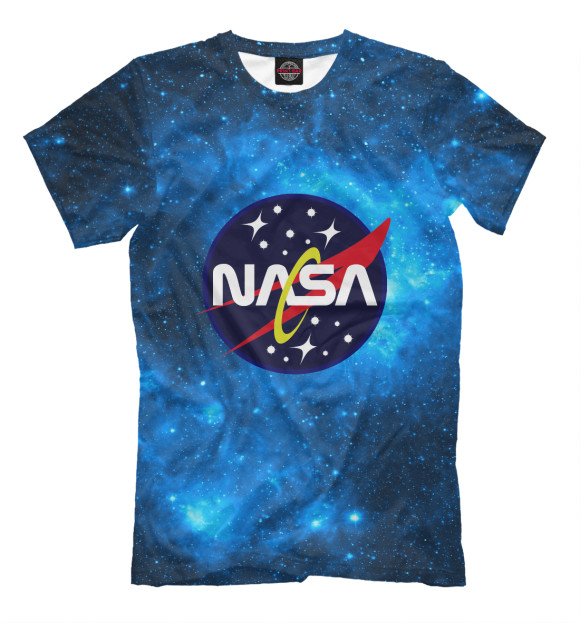 Мужская футболка с изображением NASA цвета Грязно-голубой
