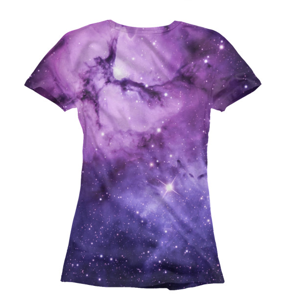 Женская футболка с изображением Космическая сирень цвета Белый