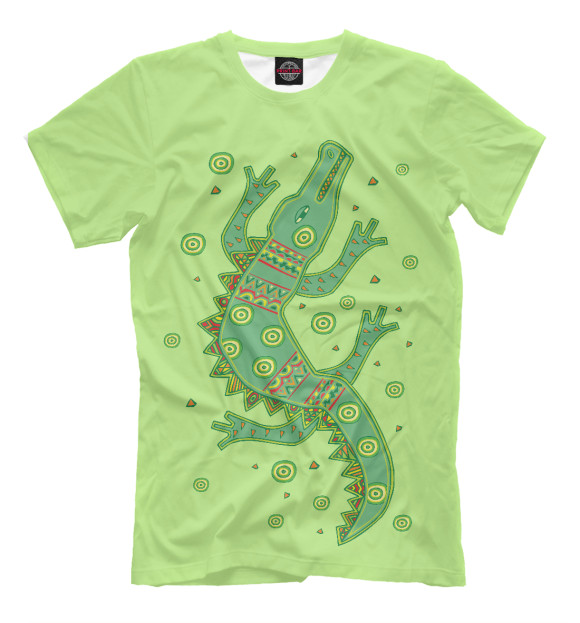 Мужская футболка с изображением Крокодил цвета Бежевый