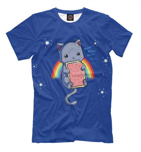 Мужская футболка с изображением Nyan Cat цвета Грязно-голубой