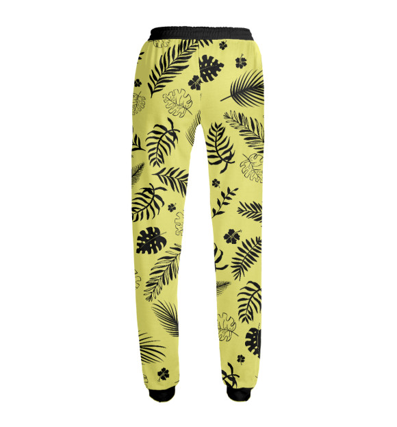 Женские спортивные штаны с изображением Тропические листья цвета Белый