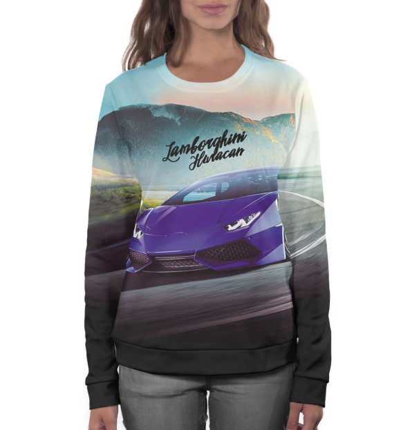 Женский свитшот с изображением Lamborghini Huracan цвета Белый