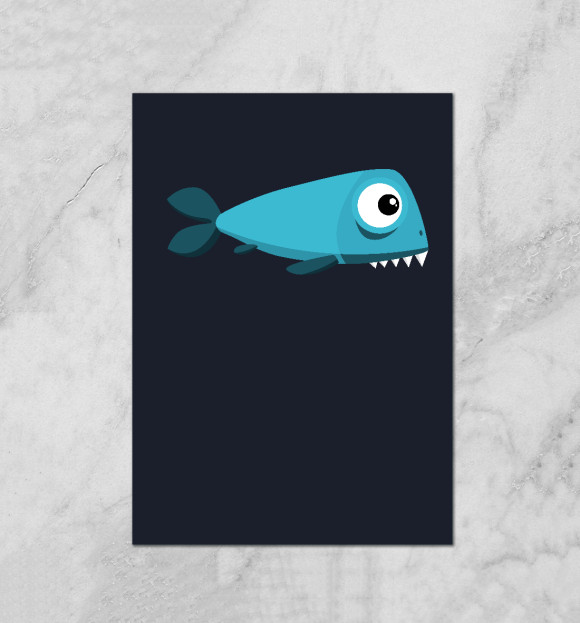 Плакат с изображением Рыба цвета Белый