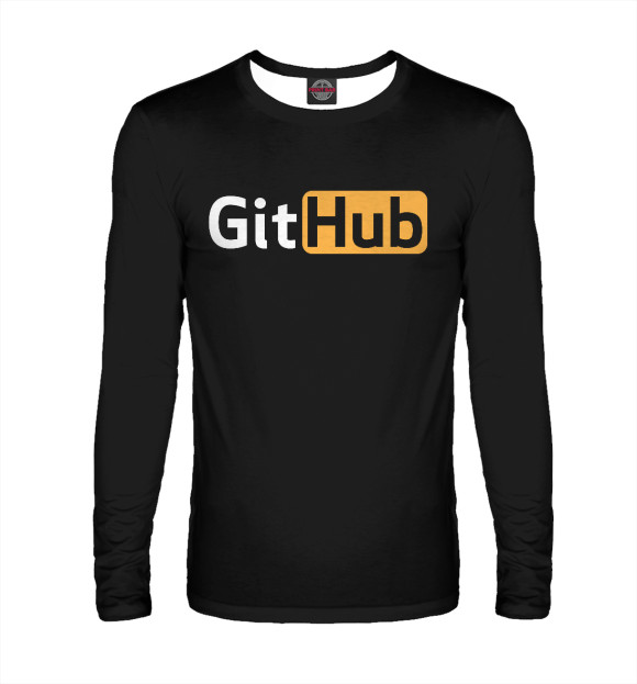Мужской лонгслив с изображением GitHub в стиле Pornhub для веб-разработчиков цвета Белый